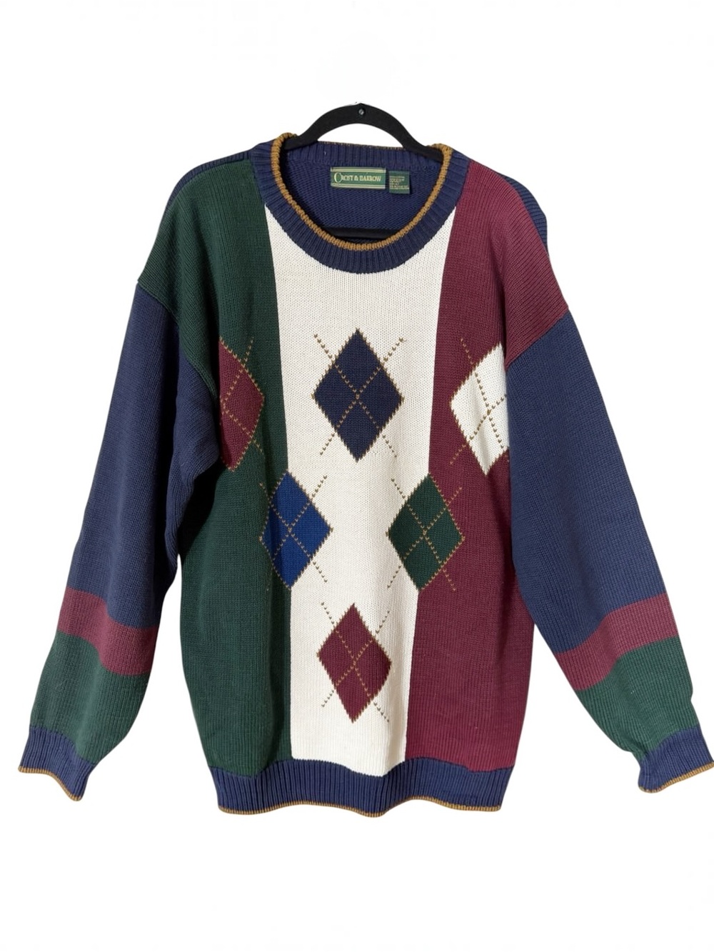 Croft & Barrow Argyle Vintage 1990s Knit Grandpacore Crew Neck Sweater Size XLT